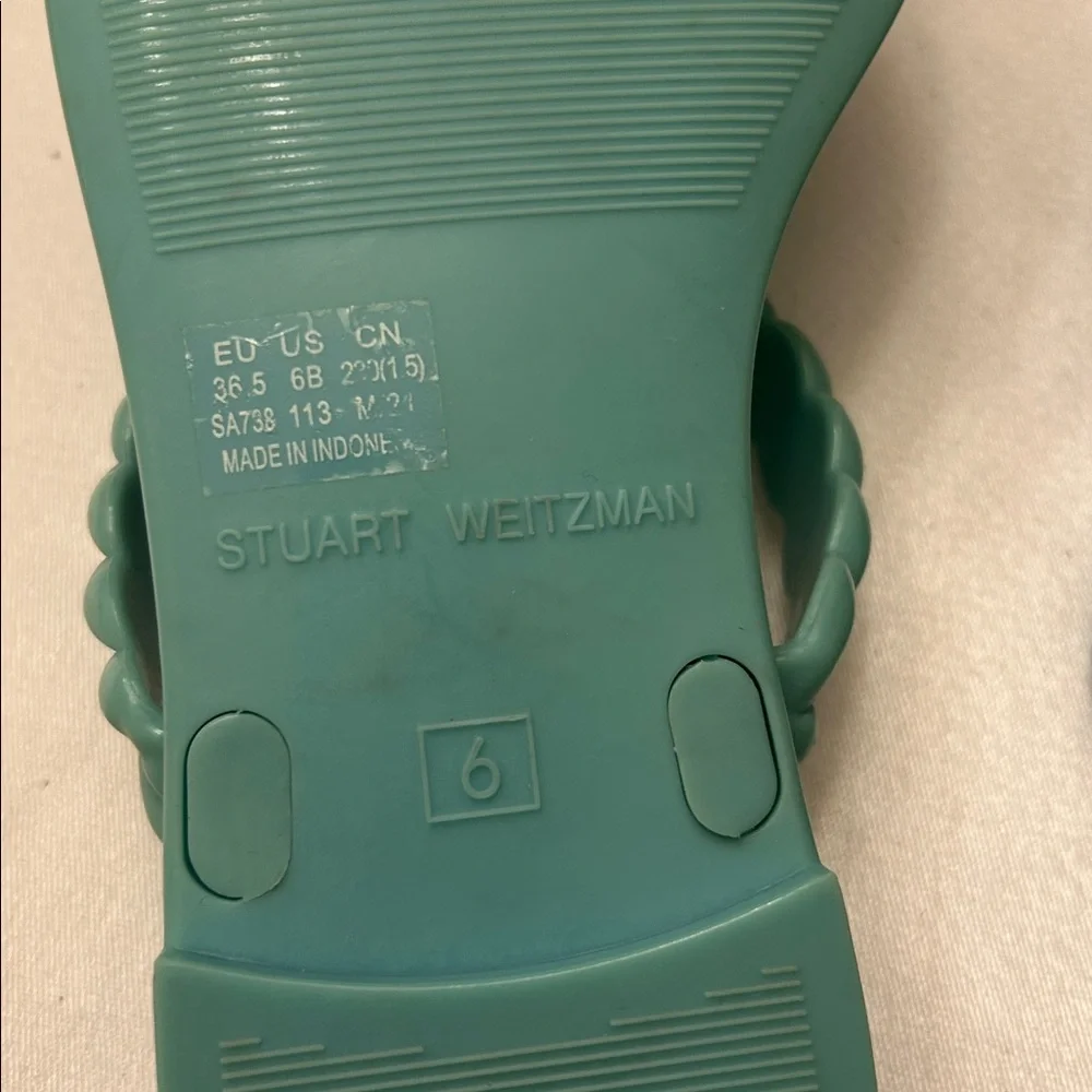 Stuart Weitzman Women's Braida Sawyer Jelly Sandals in Teal. Size 6 - Picture 5 of 7
